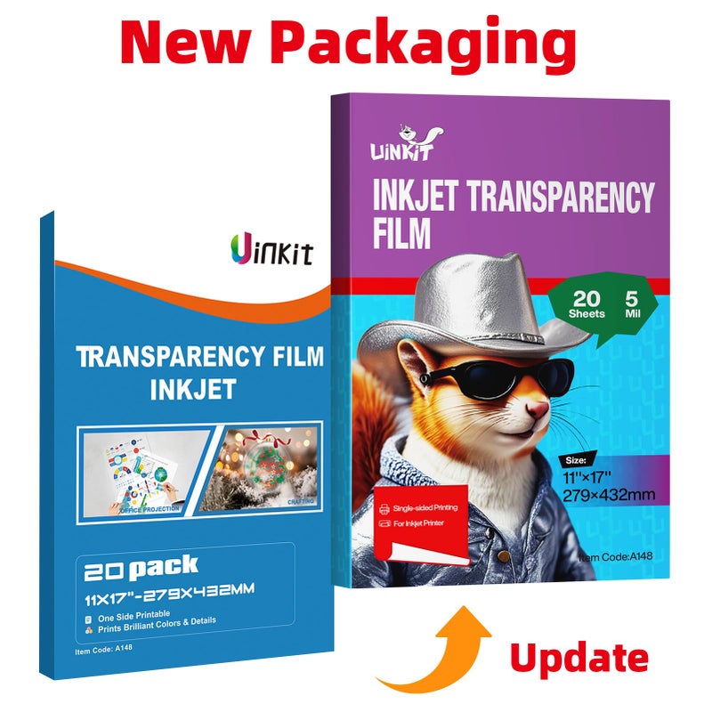 Uinkit 11x17 Transparency Film Inkjet Dye Inks 20 Sheets OHP Overhead Projector Acetate Sheets for Crafts Inkjet Printer Clear Transparent Paper - Image 3